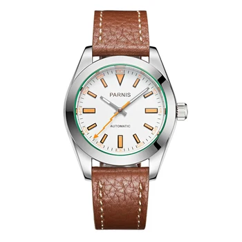 

Parnis 40mm Automatic Mechanical Watch Men Luxury Sapphire Crystal Leather Strap Leather Waterproof Luminous Wristwatch Men