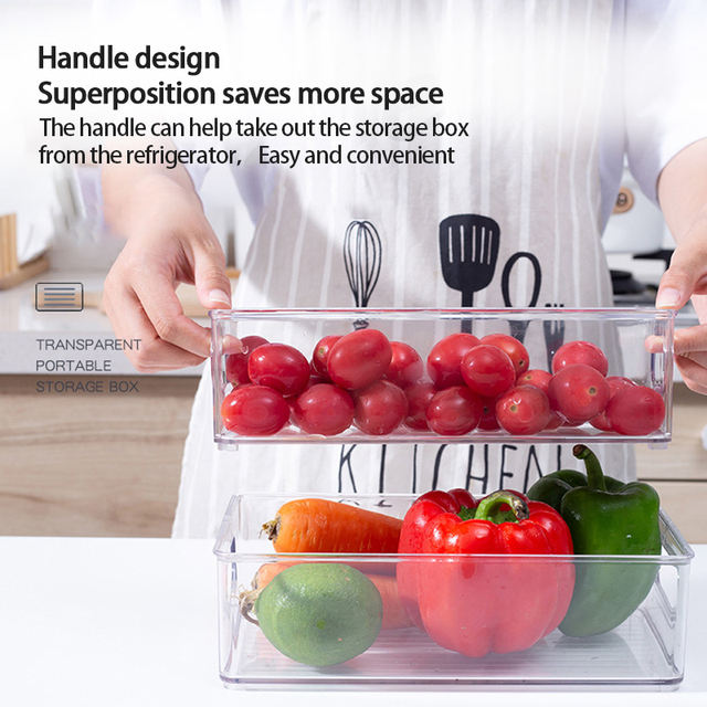 2Pcs Refrigerator Organizer Bin Stackable Fridge Food Storage Box With