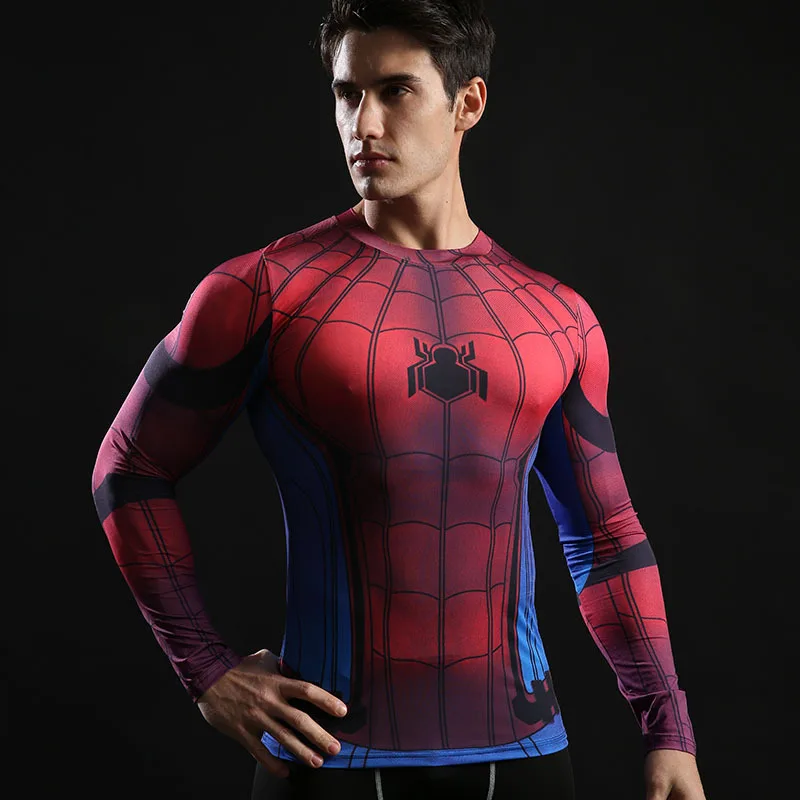 Spiderman shirt gym shirt men running 