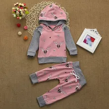 Г. Зимняя одежда для новорожденных девочек комплект одежды для маленьких девочек, толстовка с капюшоном и принтом оленя, штаны, одежда Bebek Giyim