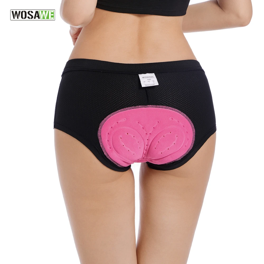 WOSAWE Women Cycling Shorts 3D Gel Padded Shockproof MTB Mountain Racing Bike Bicycle Underwear Underpants Black Mesh
