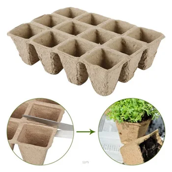 

Garden Peat Pots Plant Marker 12 Holes Biodegradable Flowers Garden Tool Seeds Starter Tray Kit for Home Outdoor L5