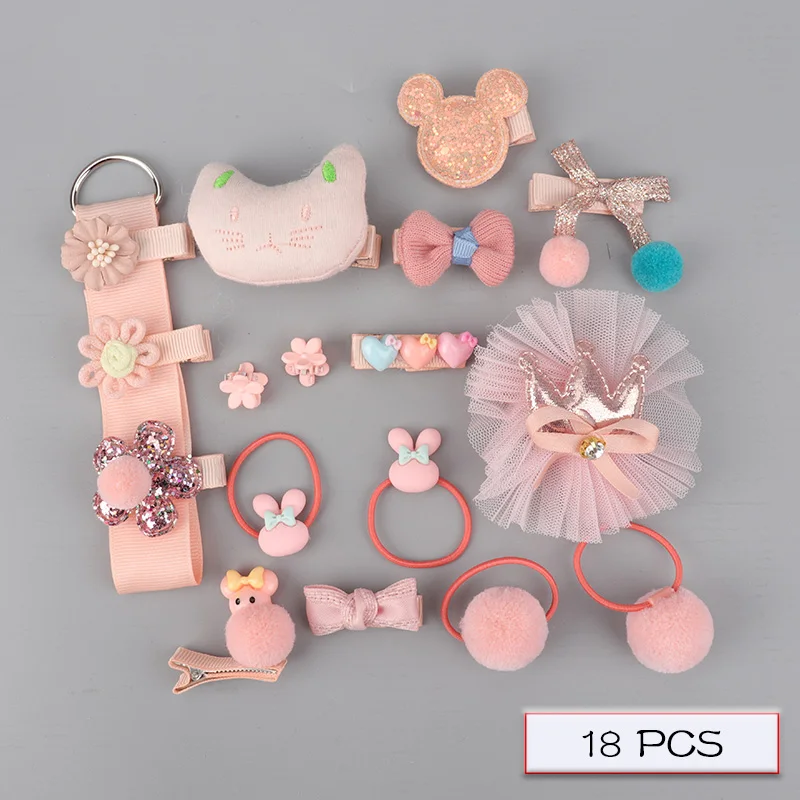 H063-13-A Children's hair accessories set baby hairpin rubber band girl birthday holiday gift cartoon hair accessories grab clip - Цвет: H063-13-A