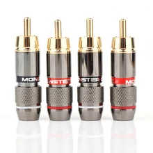 Hifi 8Pcs RCA Plug Gold Plated 6mm Male Double Self Locking Lotus Wire Connectors Audio Adapter，6mm RCA Plug