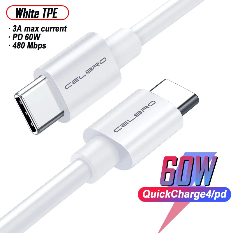 0.3/0.5/1.5/2 Meter Usb PD Type C Cable Usb-C To Usb-C Cable Super Fast Charging QC4.0+ for Samsung Galaxy Note10 Plus Note 10 - Цвет: White