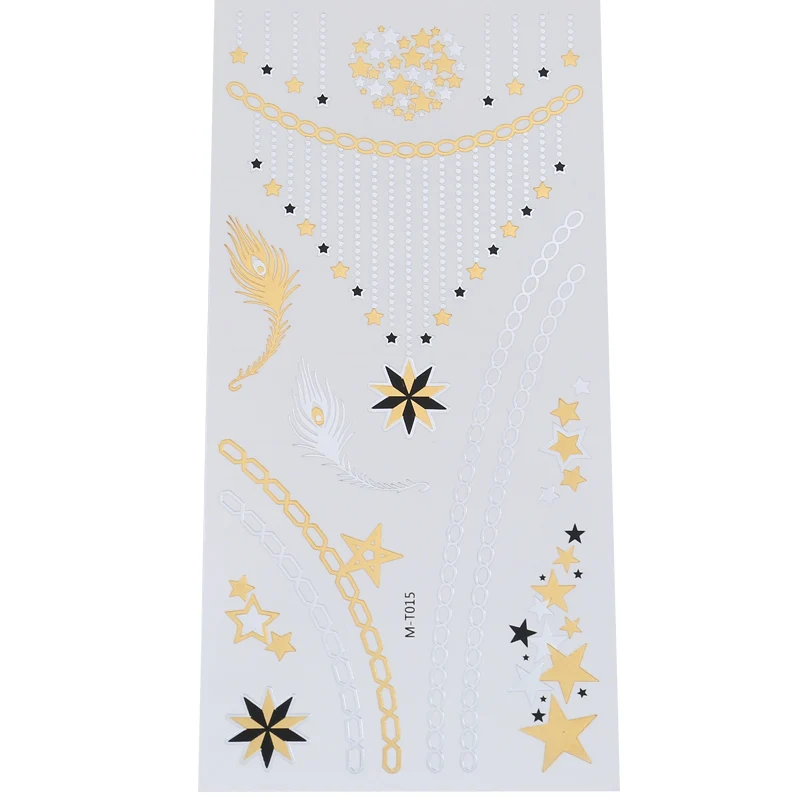 

Fashion Flowers Stars Temporary Tattoo Stickers Golden Sexy Girls Nightclub Tattoo Stickers Women Chest Arms Waterproof Tattoo