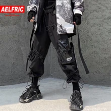 AELFRIC хип-хоп свободные шаровары с карманами, мужские брюки-карго, Harajuku, Повседневная модная уличная одежда, мужские брюки для бега