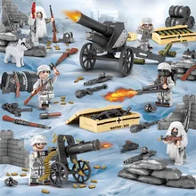 6 шт. WW2 Alps военные армейские снежные камуфляжные солдаты с пулеметами оружие строительные блоки кирпичные игрушки для детей