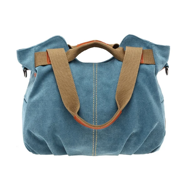

Women's Ladies Casual Vintage Hobo Canvas Daily Purse Top Handle Shoulder Shopper Handbag(Blue)