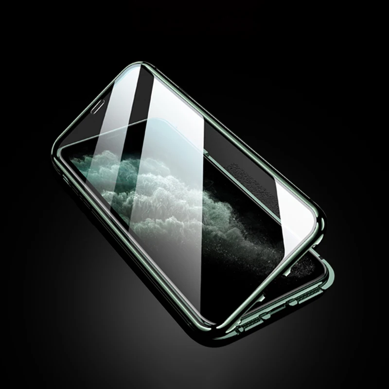 Магнитный адсорбционный металлический чехол для iPhone 11 11 Pro Max закаленное стекло с магнитом чехол для телефона s для iPhone 11 Pro прозрачный флип-чехол