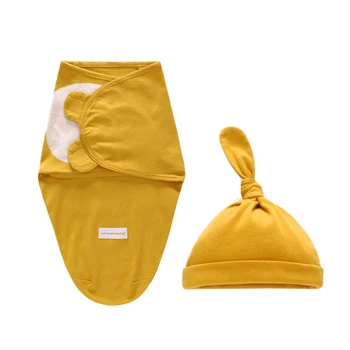 

Baby Swaddle Blanket Cap Newborn Wrap Cotton Swaddling Bag Baby Envelope Sleep Sack Bedding Baby Sleeping Bag Hat Set