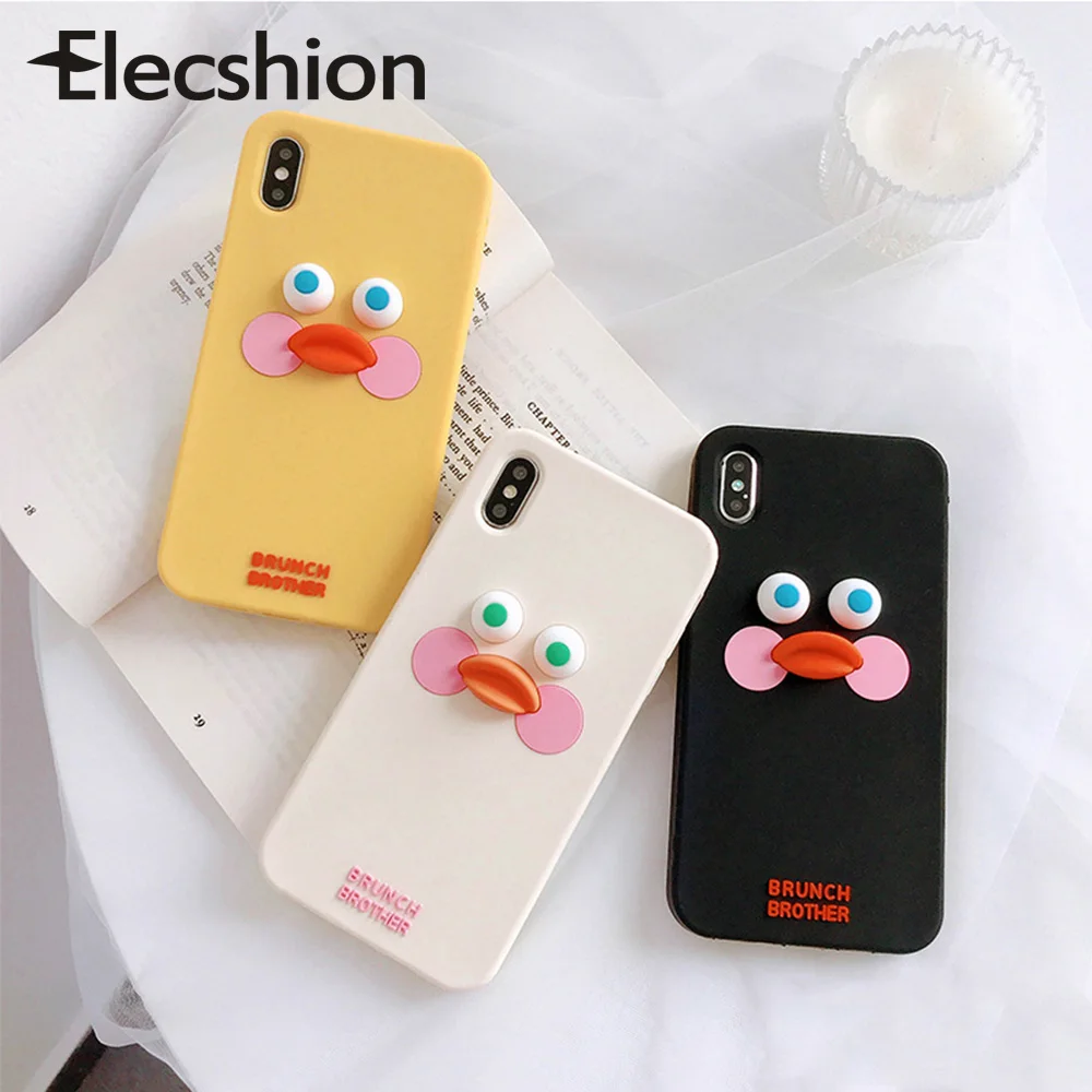 

Funny Cartoon For iPhone 7 6 8 Case Phone 6S 7 Plus Case Yellow Duck Cute Silicon Phone Cover For Apple iPhone Xs Max Case Capa