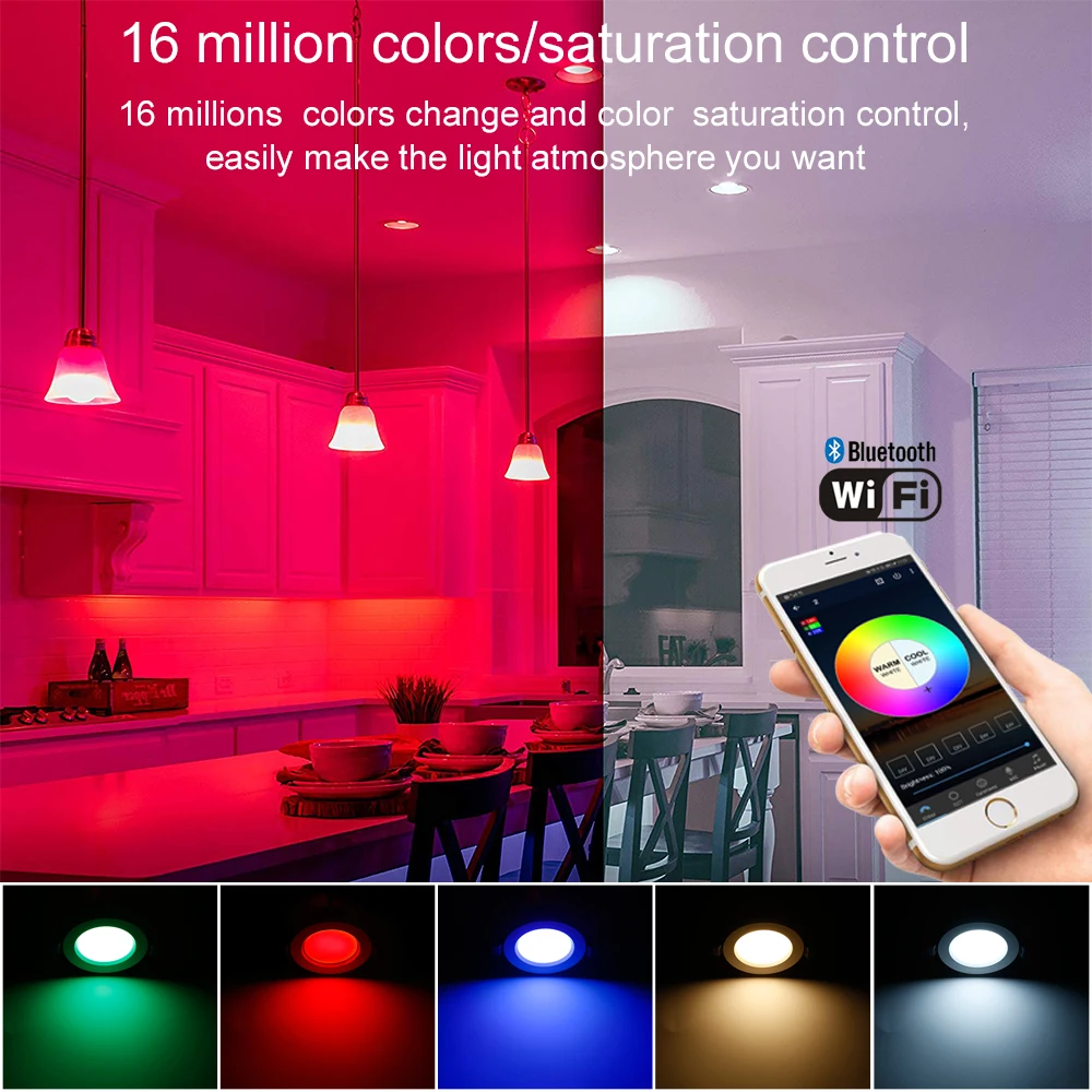 20X RGB теплый холодный белый 3 в 1 светодиодный потолочный светильник вниз свет wifi/Bluetooth сетка/сенсорная панель/приложение/речевой контроллер таймер диммер