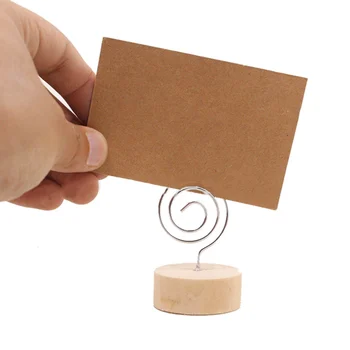 

10PCS Wood Place Card Holder Stand With Swirl Wire Clip Clasp For Displaying Memo Photo Picture Table Number Cards Name Sign