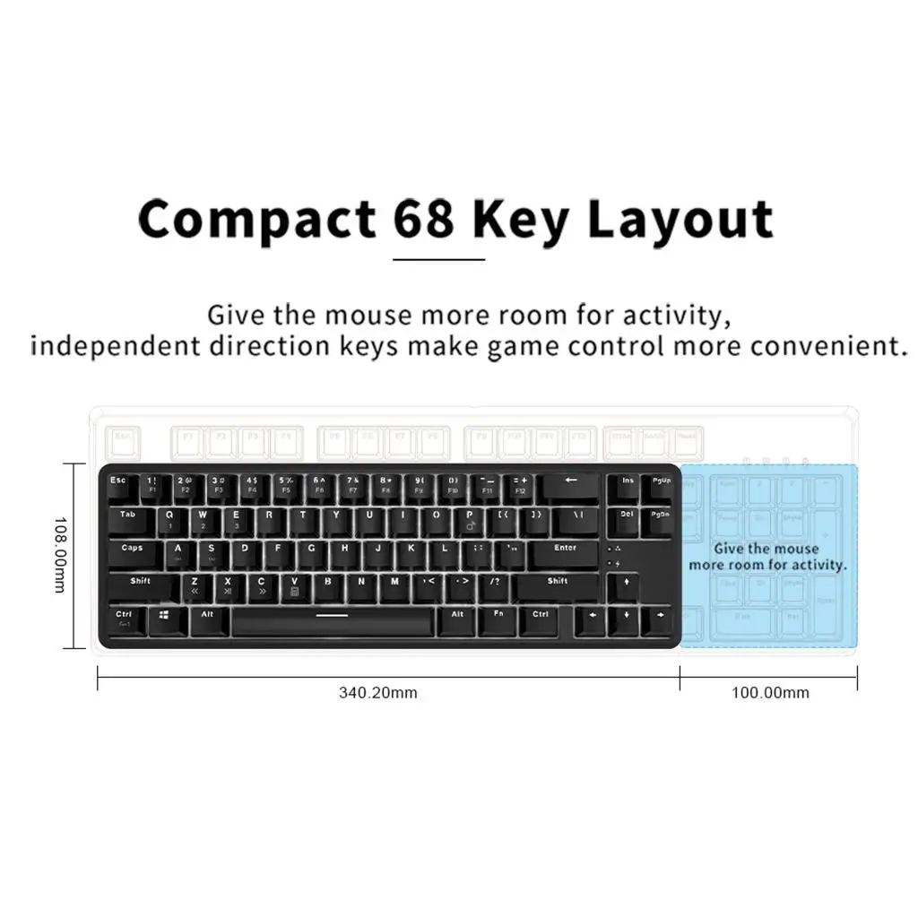 Ajazz K680T Gaming Mechanical Keyboard 68 Keys Wireless Bluetooth / Type-C Wired Gaming Keyboard Blue Black Red Brown Switch
