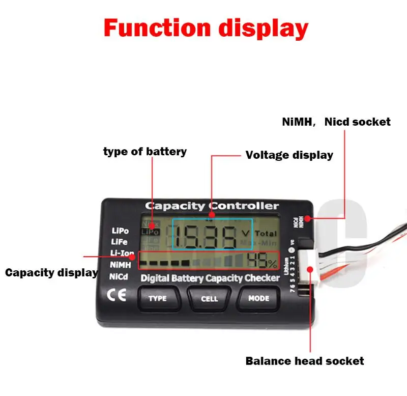 CellMeter-7 Testeur Batterie RC LiPo LiFe NiMH NiCd Capacité Tension