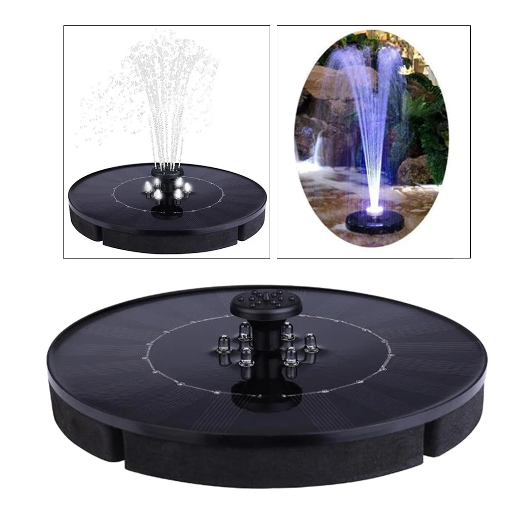 Outdoor Mini Solar Fountain Pump with LED Light Water Pump Fountain Garden Decor