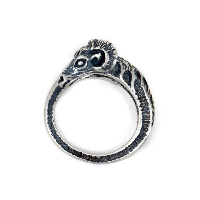 Black Silver Wholesale 925 Sterling Silver Jewelry Retro Thai Silver Lead Sheep Opening Adjustable Men Ring