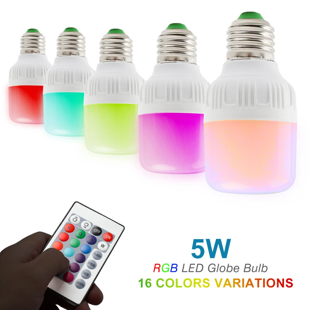 E27 RGB светодиодные лампы 5 Вт беспроводной прожектор Светодиодные с пультом