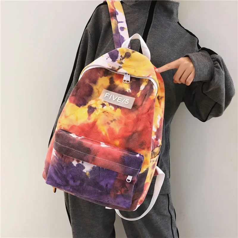

New Products Backpack Student 2019 Korean-style Canvas Campus Spray-print School Bag Hong Kong Style INS Versatile Casual Backpa