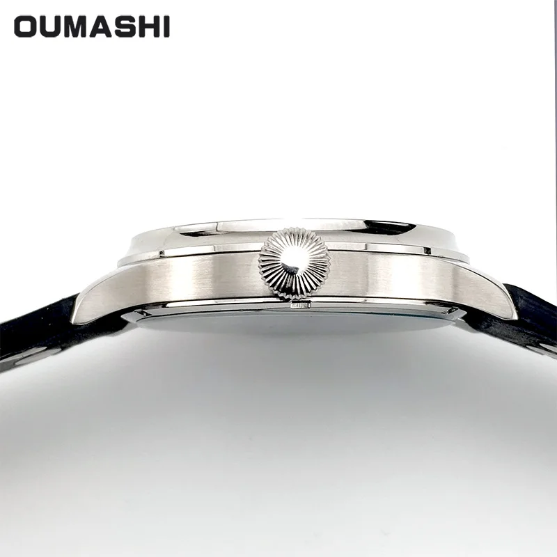 Oumashi 44 мм винтажные часы пилот с ручным заводом Чайка ST3600 движение 6497 модные кожаные светящиеся Мужские механические наручные часы