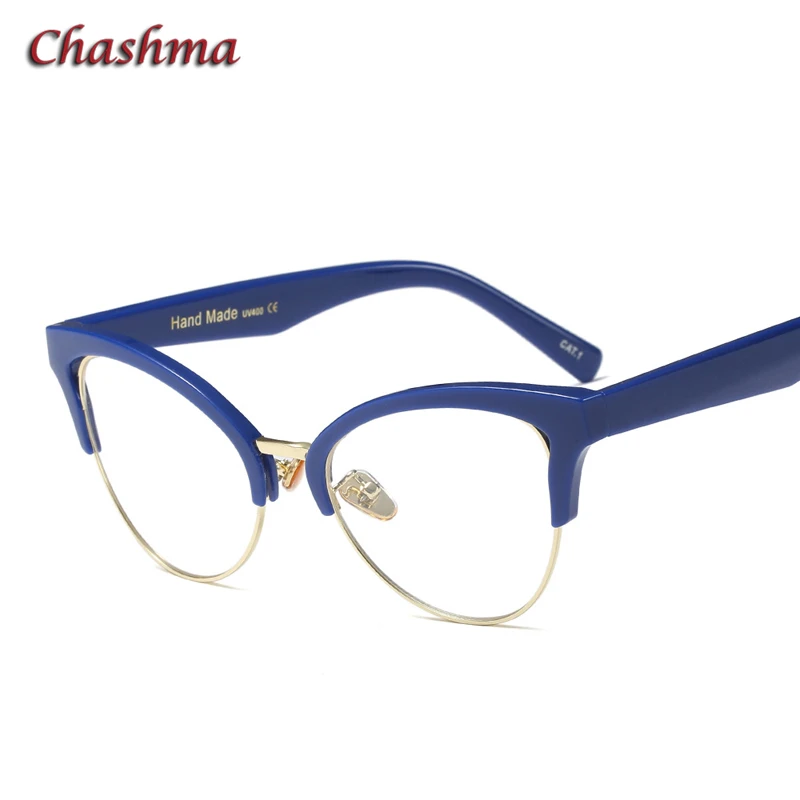 Chashma, прозрачные оптические очки, оправа для женщин, кошачий глаз, Spectalces, студенческие модные очки по рецепту - Цвет оправы: Blue