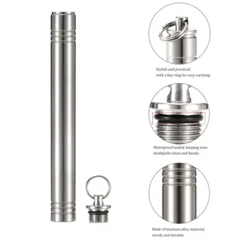 

Titaner Multifunction Titanium Toothpick with Waterproof Titanium case Lightweight Women Self Defense EDC Titanium Tool