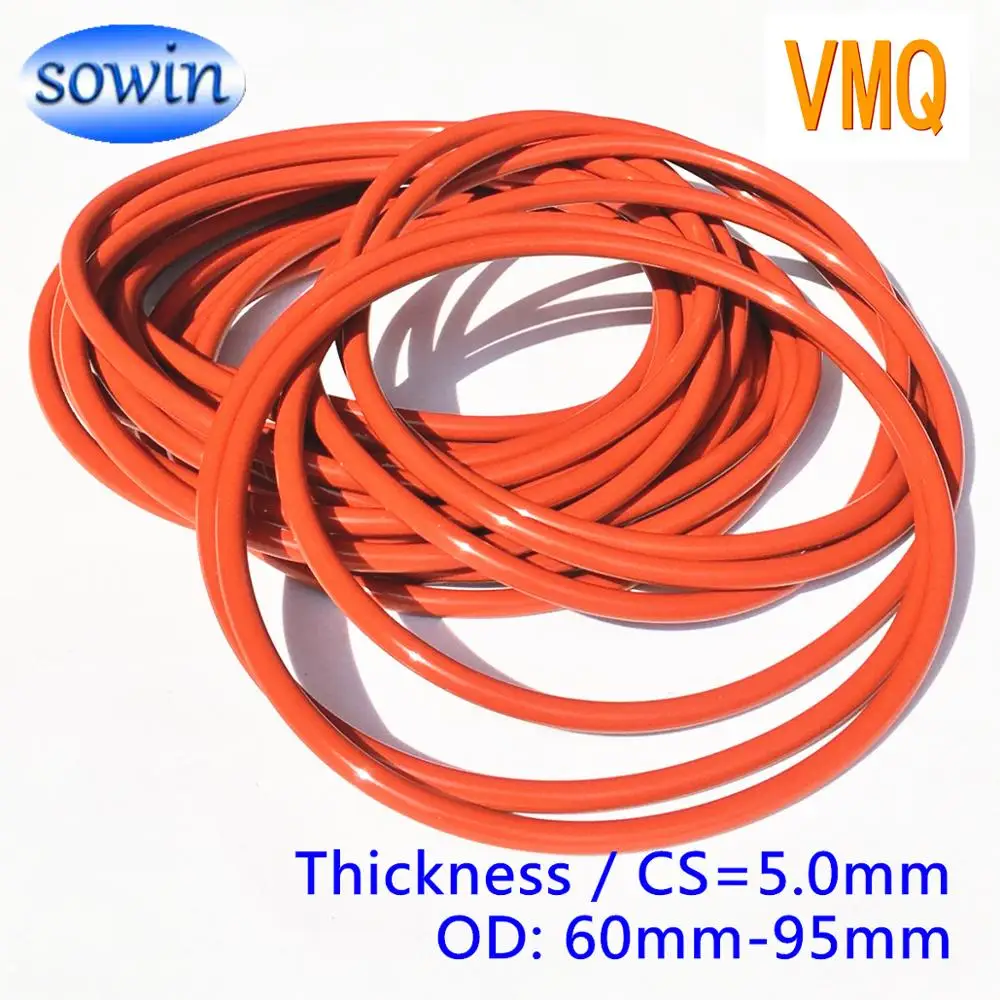 Уплотнительные кольца SOWIN 5 0 мм красное уплотнительное кольцо VMQ шайба OD60 62 65 68 70 72