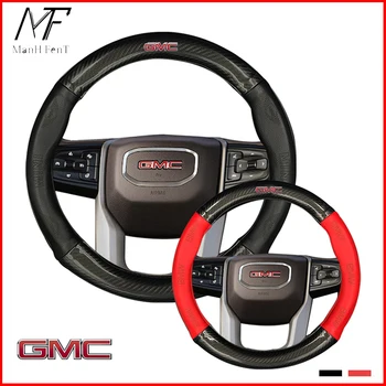 

ManH FenT Carbon Fiber Leather Car Steering Wheel Cover For GMC Sierra Yukon Terrain Acadia Savana Envoy Canyon 1500