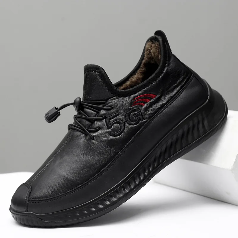 

Winter plus Velvet Men Business Casual Cotton-padded Shoes Korean-style Foot Covering Loafers Cold Warm Fashion Shoe