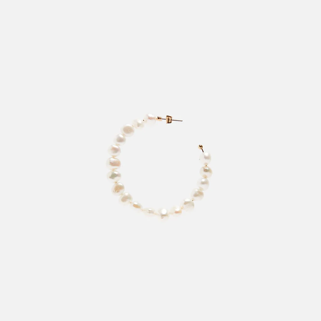 Handmade Beaded Za New Simulated Pearl Hoop Earrings for Women Round Big Hoops huggie Wedding Engagement Jewelry