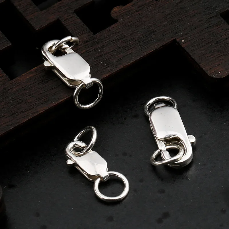 

925 Sterling Silver Square Lobster Clasps With Ring Connectors 8MM 10MM 12MM Bracelet Necklace Spring Clasps DIY Jewelry Making