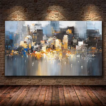 

Unframed Abstract City Building Rain Boat Scenery Painting Canvas Posters Prints Cuadros Art Picture Home Decor For Living Room