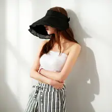 Женская пустая верхняя широкополая шляпа летняя портативная, складная для улицы Регулируемая Защита от солнца Зонт с рисунком с обратной стороны козырек