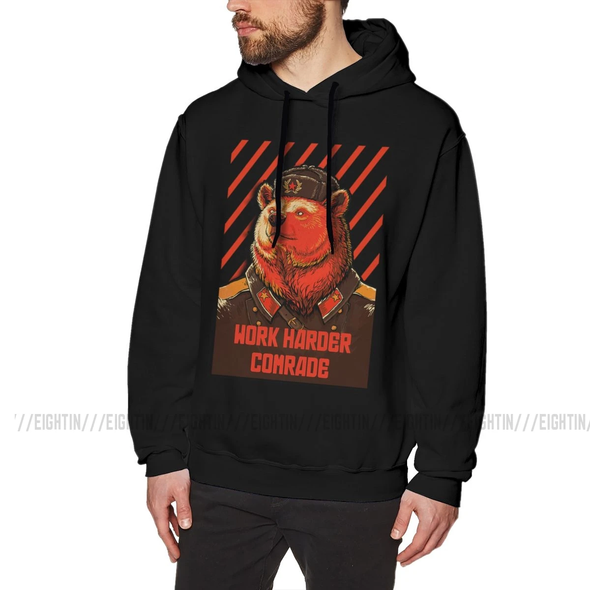 Men Vote Soviet Bear RussianSweatshirts Bear Meme The Soviet Union Hoodie Design Cotton Hooded Funky Hooded Tops Ussr Comrades - Color: Black