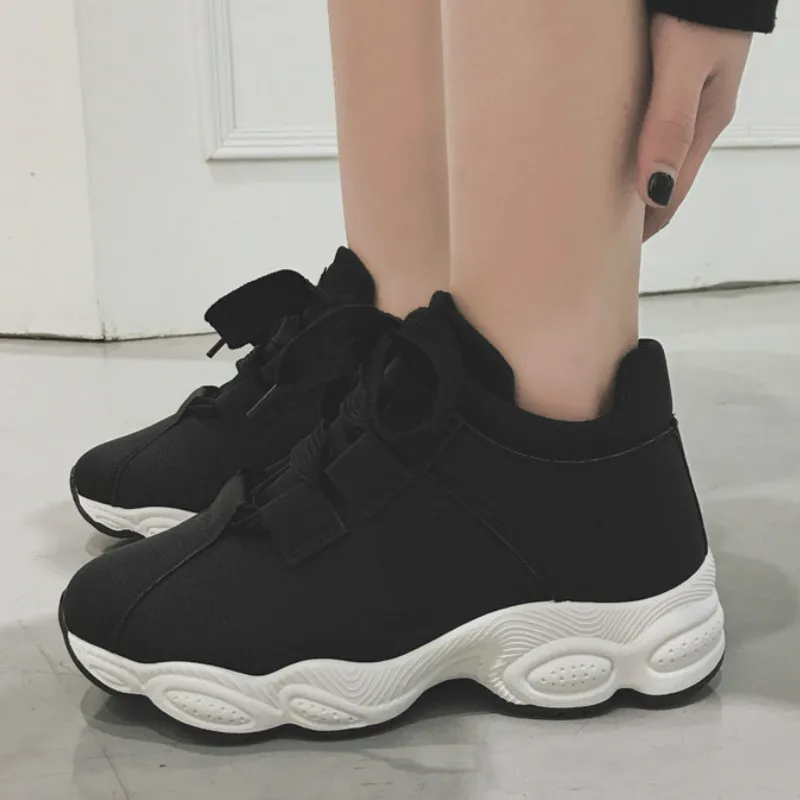 

Autumn Women Vulcanized Shoes Platform Chunky Lace-Up Casual Sneakers Shoes Comfortable Breathable Flats Female Shoes X1-82