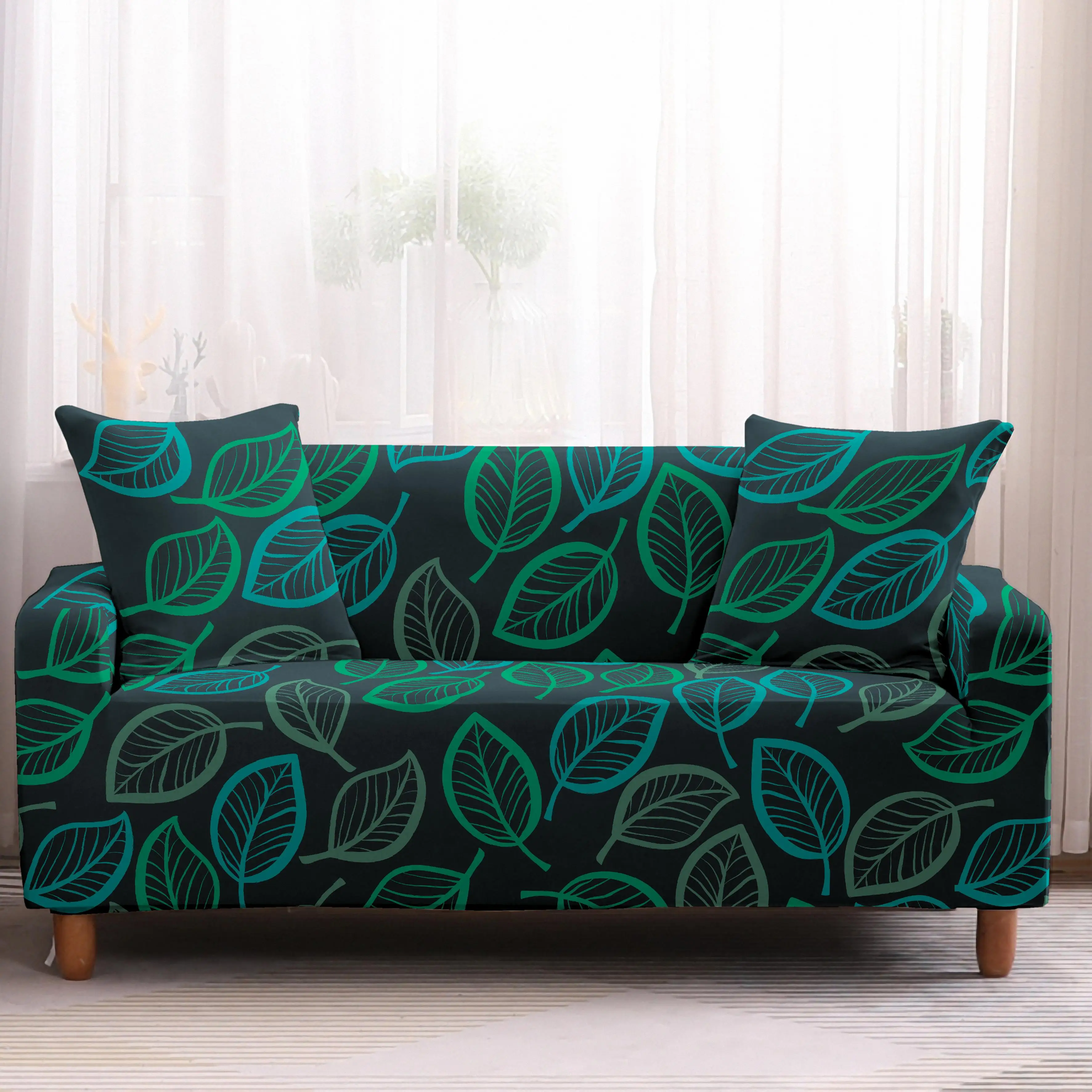 Leaves Sofa Cover Elastic Tropical Plant Slip-resistant Removable Tight Wrap Slipcovers 1/2/3/4-seater 1PC - Цвет: 8