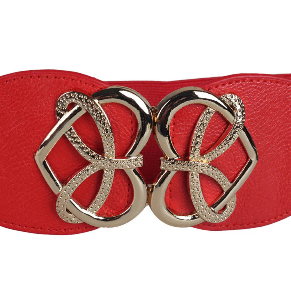 Jaycosin Adjustable Unisex Retro Fashion Decorative Elastic Wide Waistband Popular Metal Button Casual Leisure Belt