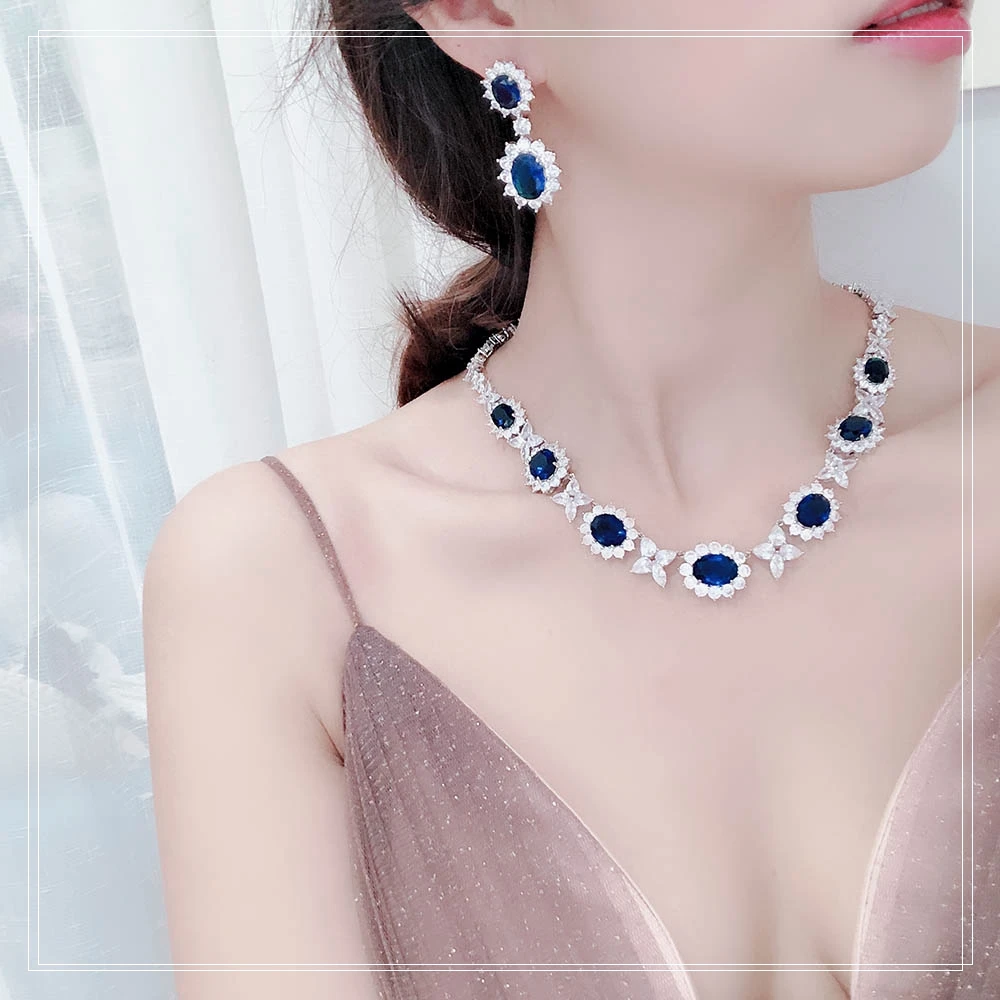 

2021 New Brand Jewelry Stylish Expensive Necklace Ball Lady Blue Accessories High Quality Free Shipping Online Celebrity Banquet