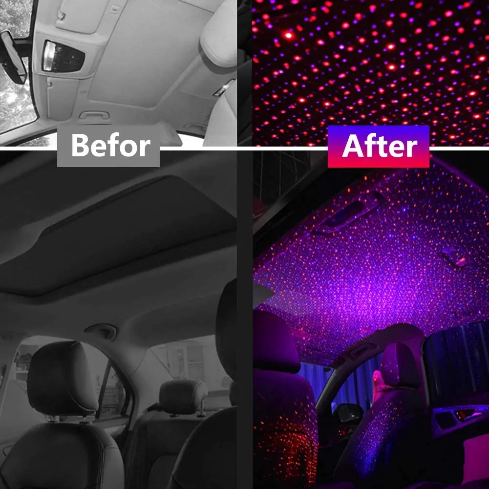Super Bright Usb Led Laser Car Roof Star Night Light Car Interior  Atmosphere Starry Ambient Projector Auto Home Decoration - AliExpress
