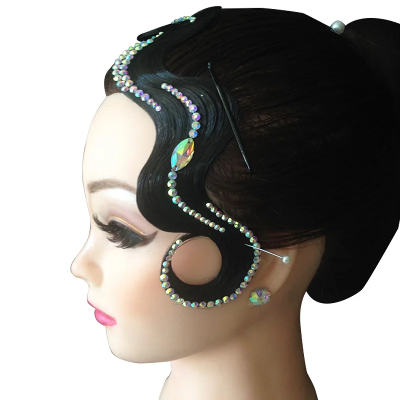 Ballroom dance accessories headpiece Imitation Diamond Waltz Tango Headgear contest Performance Dancewear For women