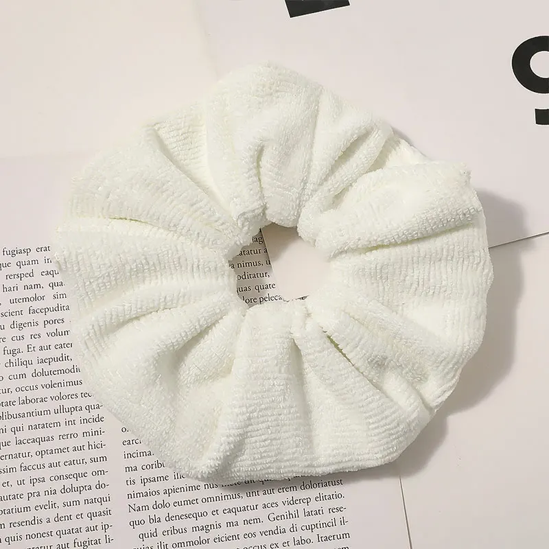 Sweet Absorbent Plush Towel Hair Ring Solid Color Winter Warm Soft Hair Ties Women Girls Scrunchies Rubber Band Hair Accessories head scarves for women