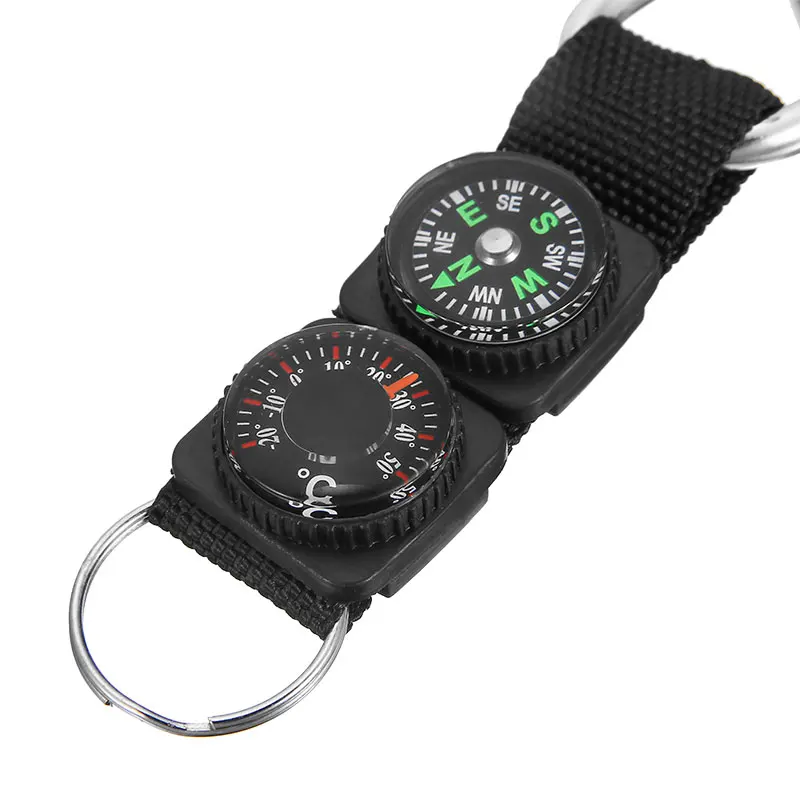 3 in 1 Mini Multifunction Hiking Travel Compass Thermometer Carabiner Key Ring Camping First Aid Kits Safety Survival Tools Hot | Спорт и