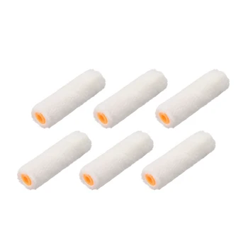 

uxcell 6pcs Paint Roller Cover 4" Cotton Brush for Wall doors edging line striping on small areas Painting Treatment White