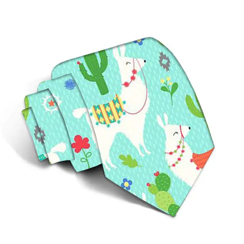 3D Printed Men's Polyester Slim Tie Funny Pattern Wedding Party Casual Happy 8cm Wide Tie Jacquard Weave Man Shirt Accessories