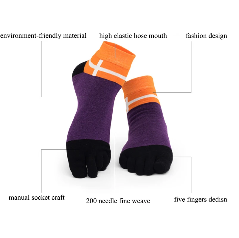 5 Pairs Bright Color Combed Cotton Socks with Toes Men Women Nordic Style Colorful Short 5 Finger Socks Male Fashions Calcetines