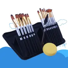 New 15Pcs Pointed Flat Top Paint Pen Set Oil Painting Drawing Watercolor Brushes