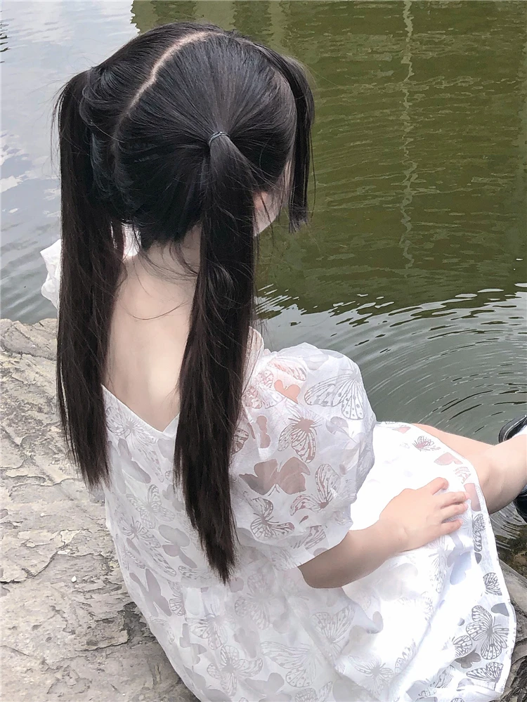 Japanese Summer Soft Girl Dress Sweet Square Collar Bow Cute Gauze Patchwork Puff Sleeve Dresses Kawaii White First Love Dress