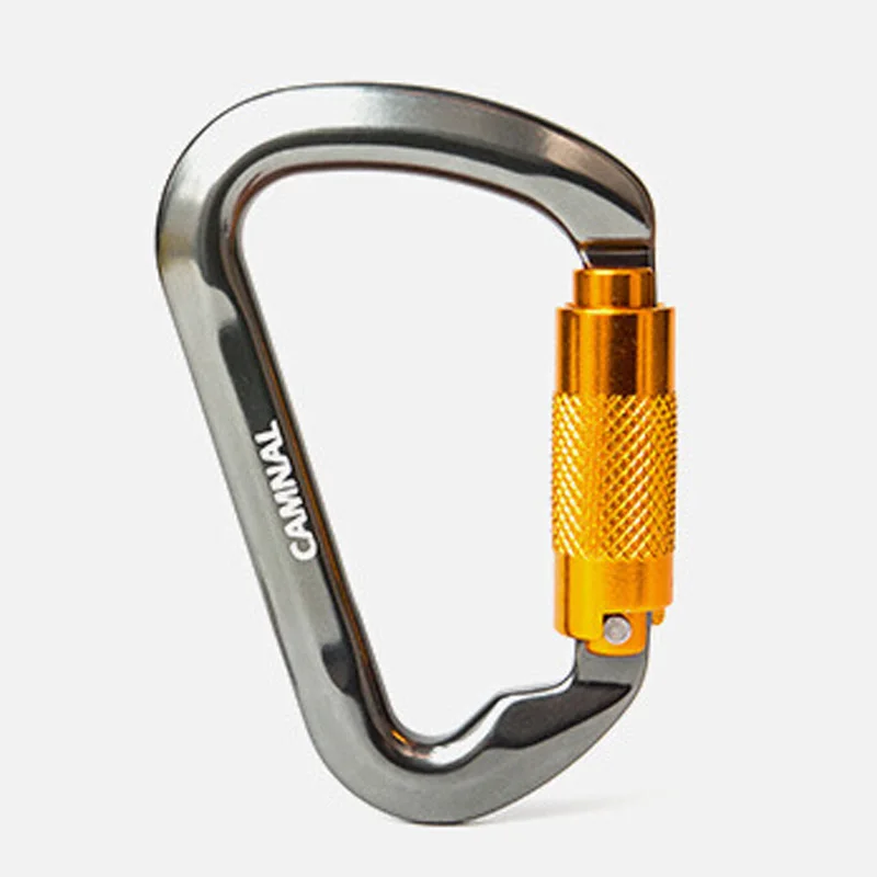 

25KN Aluminum Rock Climbing Carabiner D Type Screw Locking Automatic Lock