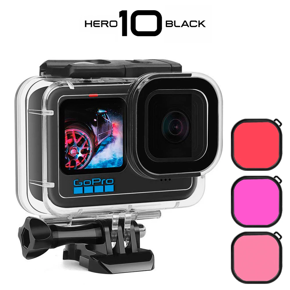 Чехол-накладка для подводной съемки GoPro Hero 10 60 м красный фиолетовый цвет 3
